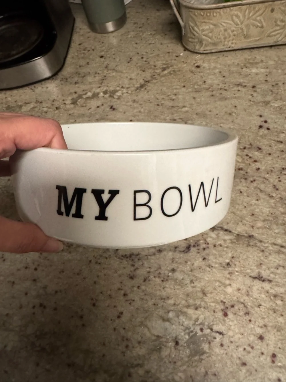 Ceramic White Dog Bowl with Cartoon Design - My Bowl